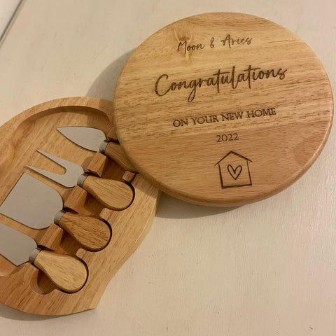 Personalised Wooden Cheese Board & Knife Set